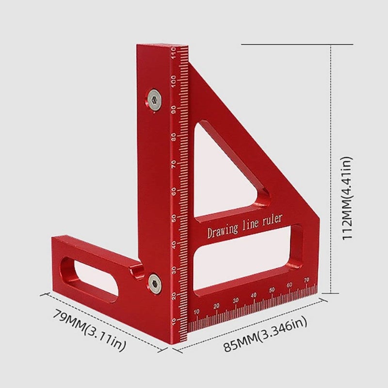 KETIPED 3D Multi-Angle Measuring Ruler,45/90 Degree Aluminum Alloy Woodworking Square Protractor,Drawing Line Ruler, Miter Triangle Ruler High Precision Layout Measuring Tool for Engineer Carpenter,R - Image 2